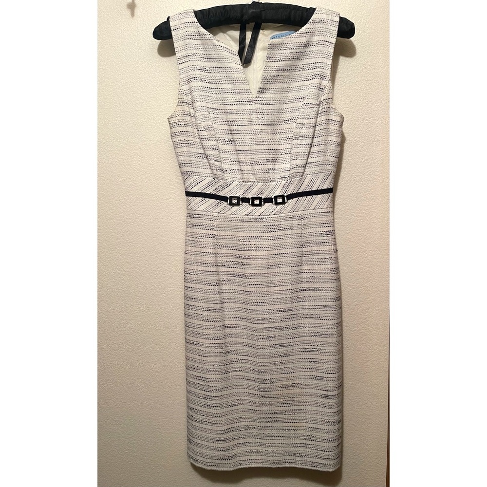 White and black woven dress